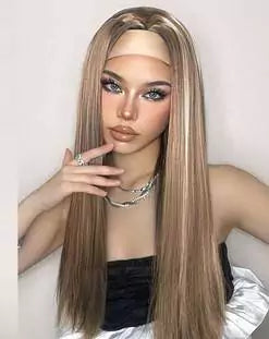 Straight Wig with Headband - Premium Fiber