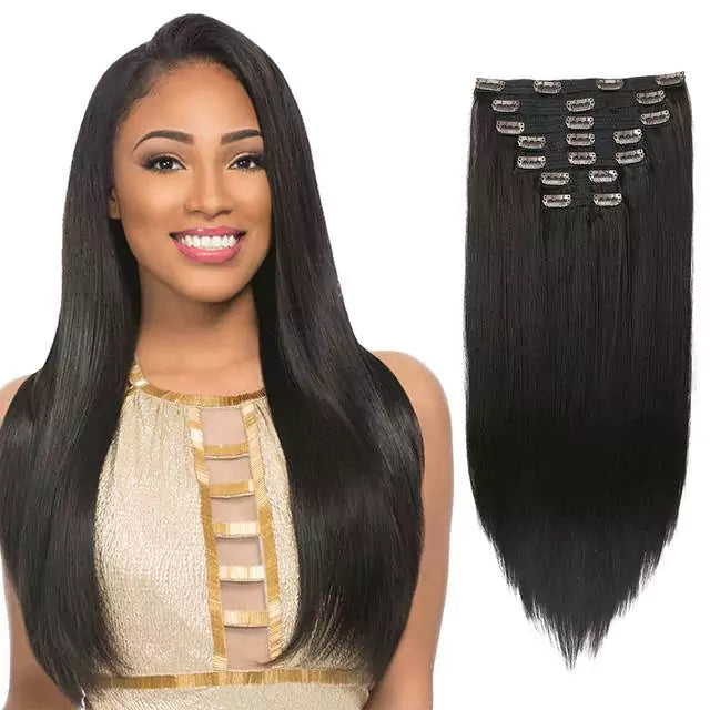 7-Piece Brazilian Natural Hair Weft Kit - Snap Clip