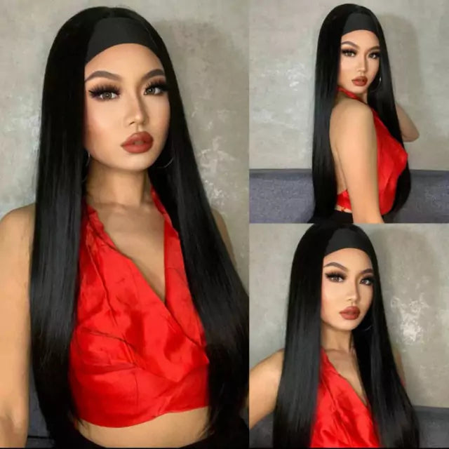 Straight Wig with Headband - Premium Fiber