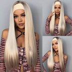 Straight Wig with Headband - Premium Fiber