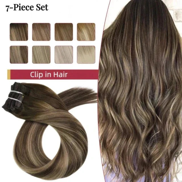 7-Piece Natural Hair Weft Kit - Snap Clip