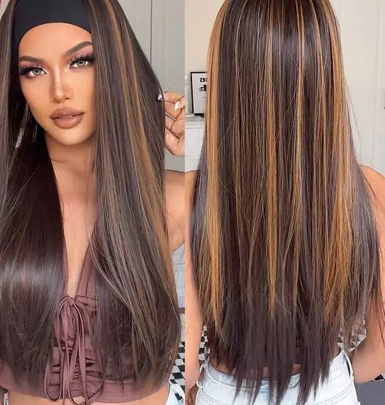 Straight Wig with Headband - Premium Fiber