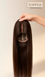 Human Hair Topper without Fringe - Silk Base