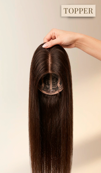 Human Hair Topper without Fringe - Silk Base