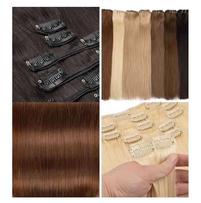 7-Piece Brazilian Natural Hair Weft Kit - Snap Clip