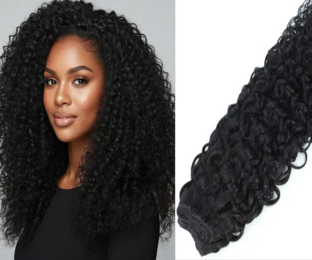 Curly Natural Hair Weft Set - Snap Clip