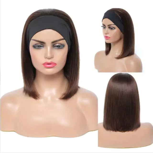 Straight Wig with Headband - Premium Fiber
