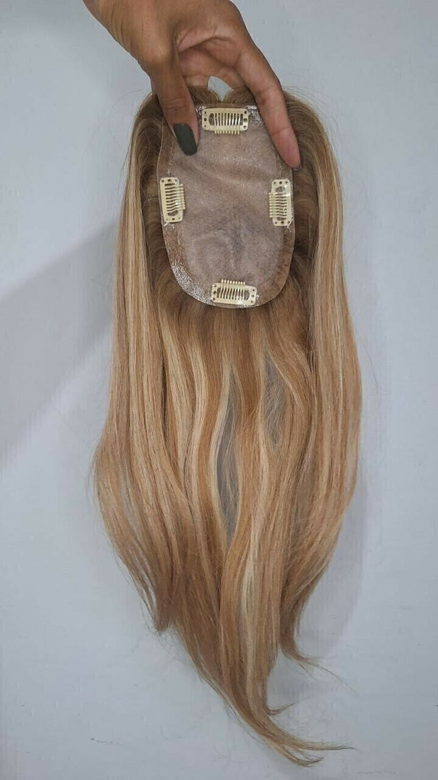 Blonde Human Hair Topper - Silk Base