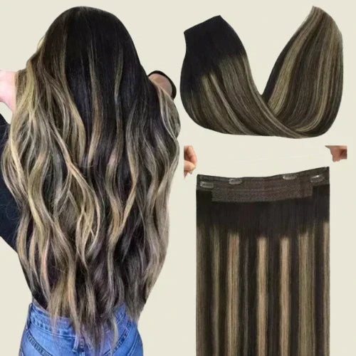 Tic-Tac Snap Clip Topper with Invisible Wire - Natural Human Hair