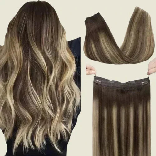 Tic-Tac Snap Clip Topper with Invisible Wire - Natural Human Hair