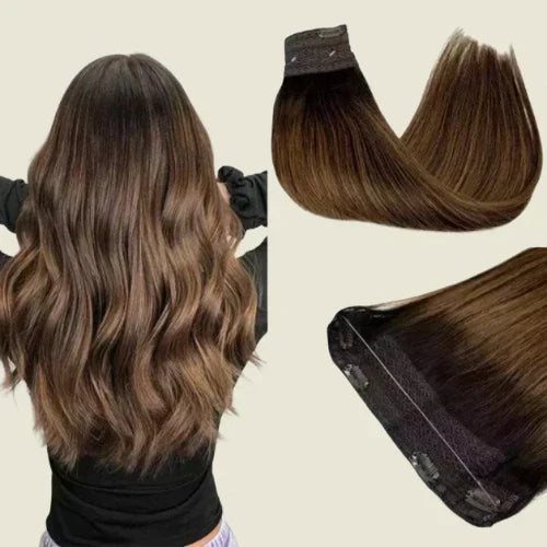 Tic-Tac Snap Clip Topper with Invisible Wire - Natural Human Hair