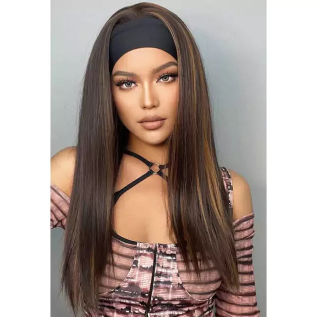 Straight Wig with Headband - Premium Fiber