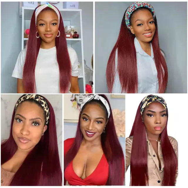Straight Wig with Headband - Premium Fiber