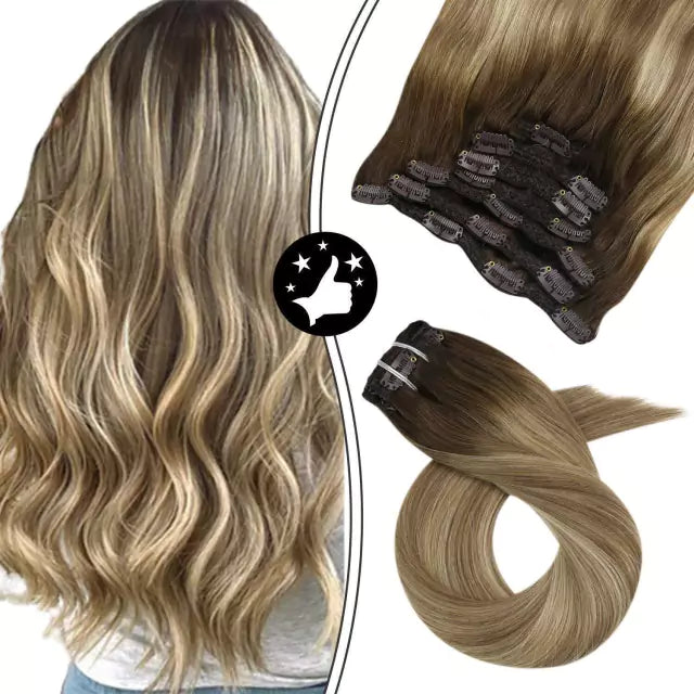 7-Piece Natural Hair Weft Kit - Snap Clip