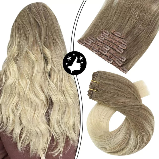 7-Piece Natural Hair Weft Kit - Snap Clip