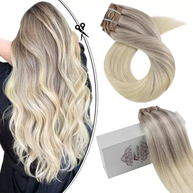 7-Piece Natural Hair Weft Kit - Snap Clip