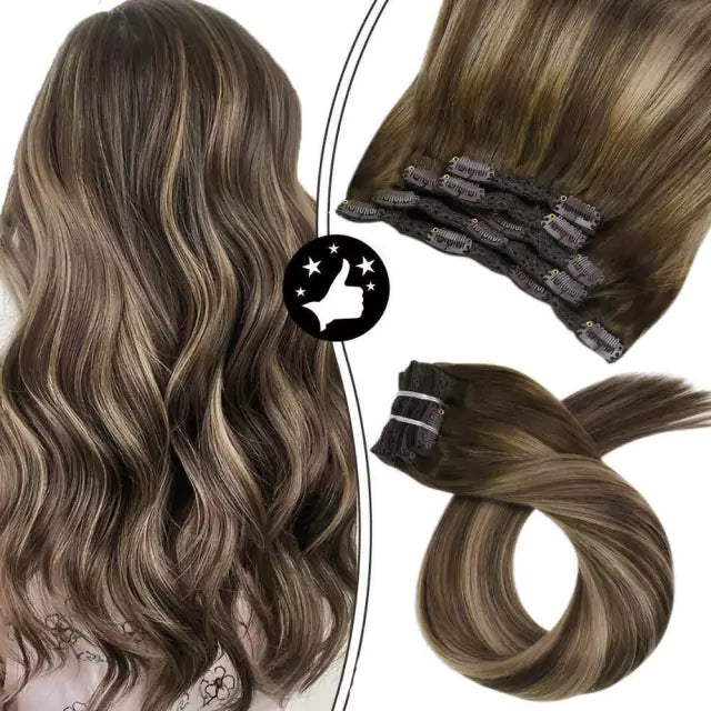 7-Piece Natural Hair Weft Kit - Snap Clip
