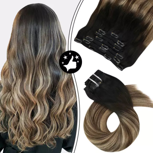 7-Piece Natural Hair Weft Kit - Snap Clip
