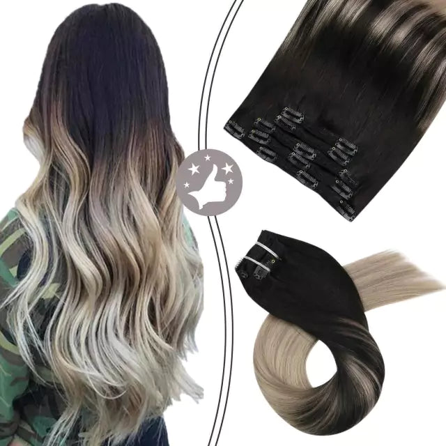 7-Piece Natural Hair Weft Kit - Snap Clip