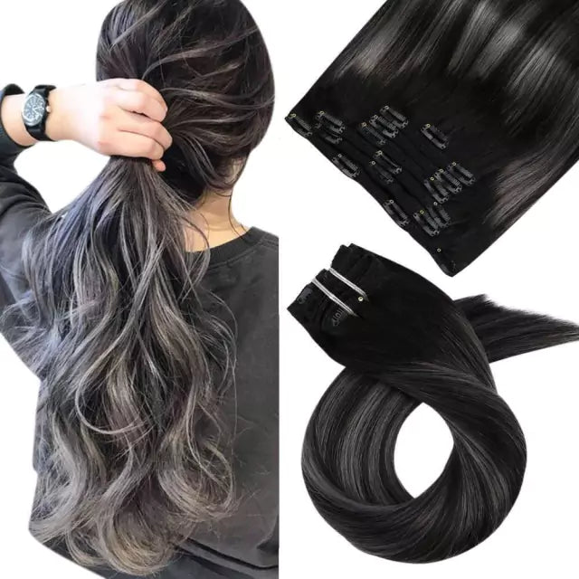 7-Piece Natural Hair Weft Kit - Snap Clip