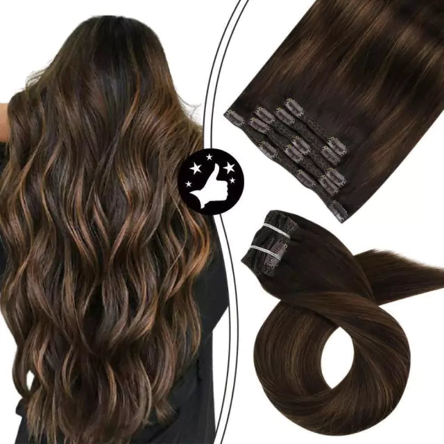 7-Piece Natural Hair Weft Kit - Snap Clip