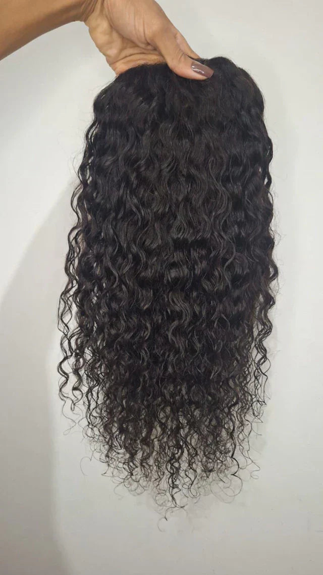Curly Human Hair Topper - Free Part, Silk Base
