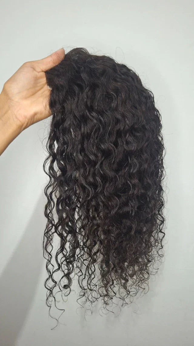 Curly Human Hair Topper - Free Part, Silk Base
