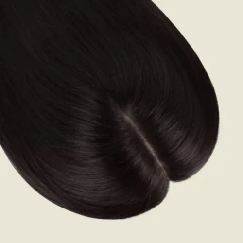 Human Hair Topper with Fringe - Silk Base