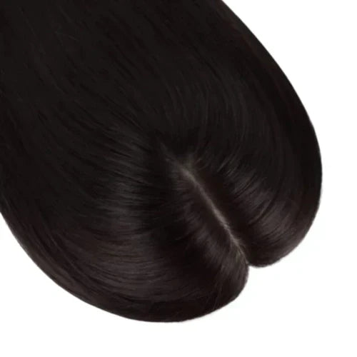 Human Hair Topper with Fringe - Silk Base