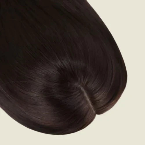 Human Hair Topper with Fringe - Silk Base