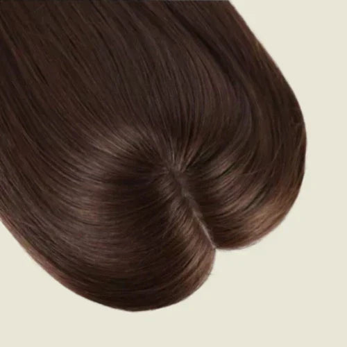 Human Hair Topper with Fringe - Silk Base