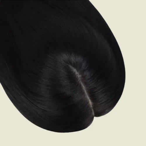 Human Hair Topper with Fringe - Silk Base