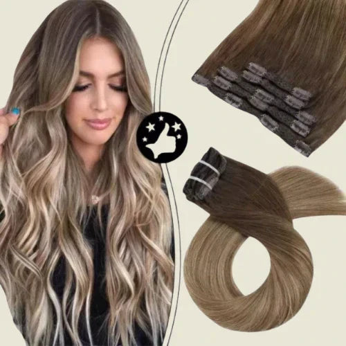 7-Piece Natural Hair Weft Kit - Snap Clip