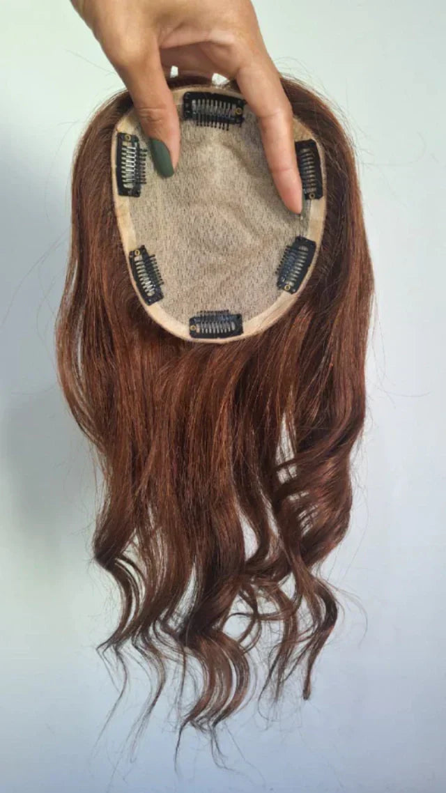 Human Hair Topper with Fringe - Silk Base