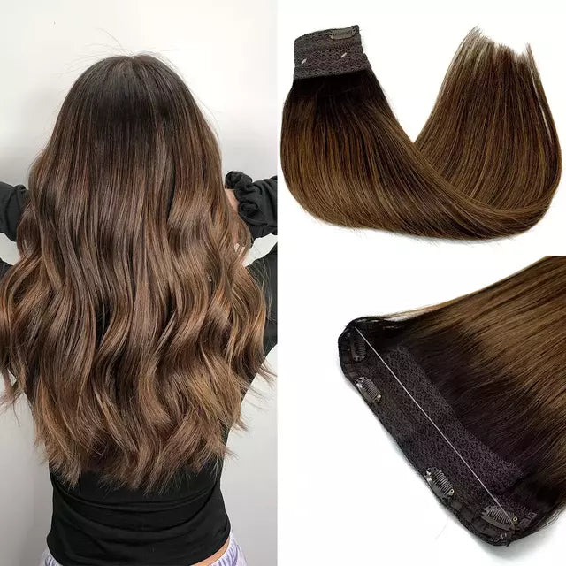 Tic-Tac Snap Clip Topper with Invisible Wire - Natural Human Hair