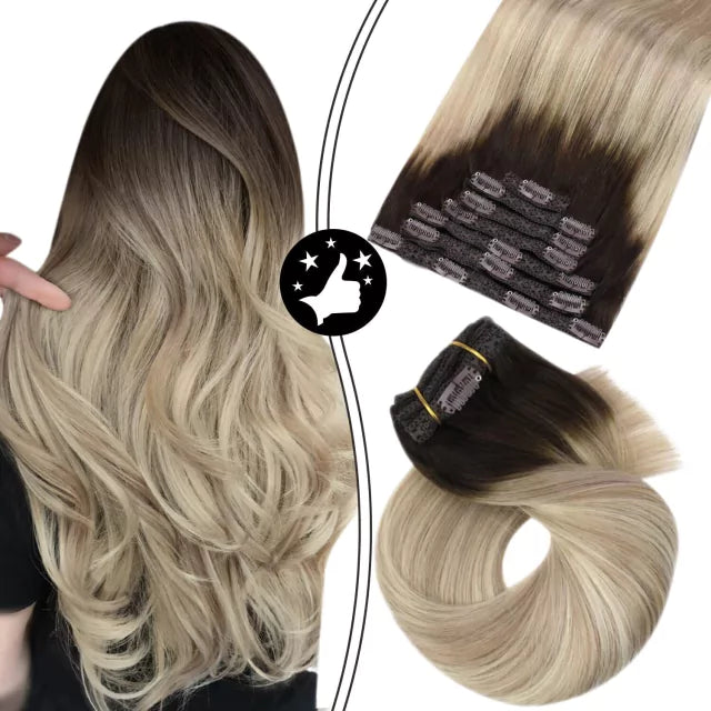 7-Piece Natural Hair Weft Kit - Snap Clip