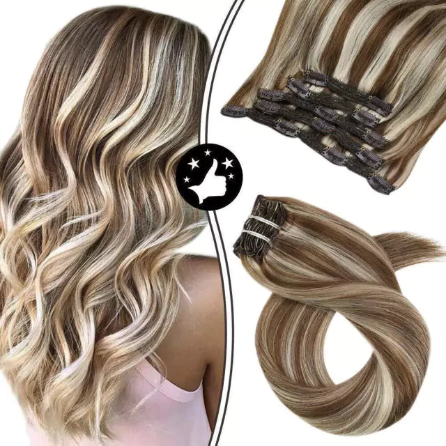 7-Piece Natural Hair Weft Kit - Snap Clip