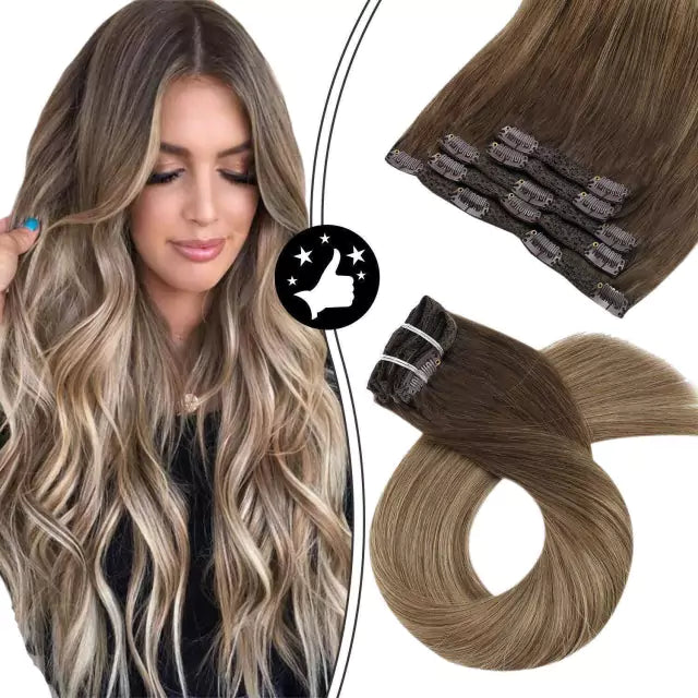7-Piece Natural Hair Weft Kit - Snap Clip