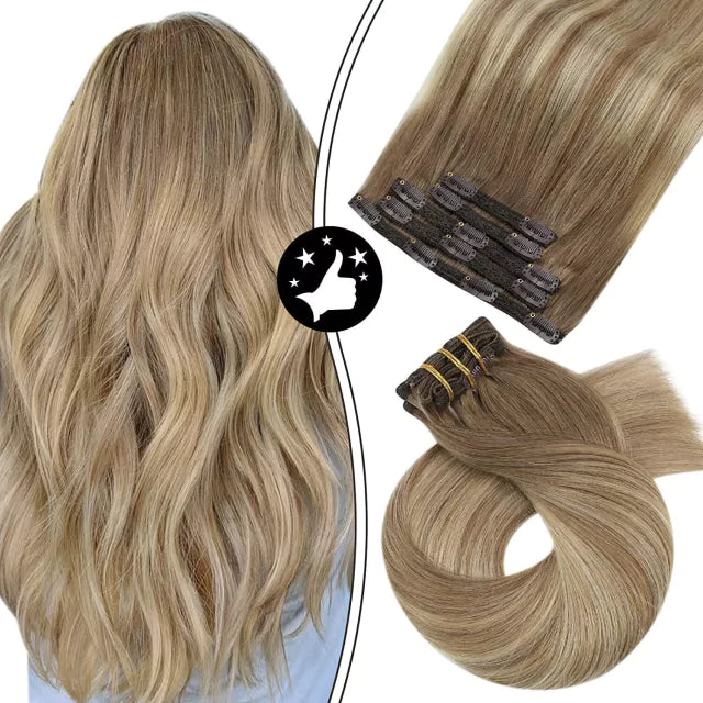 7-Piece Natural Hair Weft Kit - Snap Clip