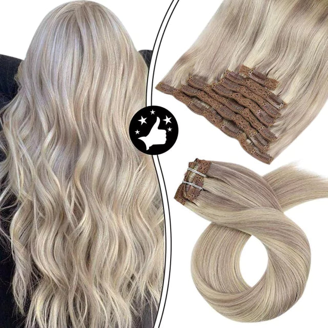 7-Piece Natural Hair Weft Kit - Snap Clip