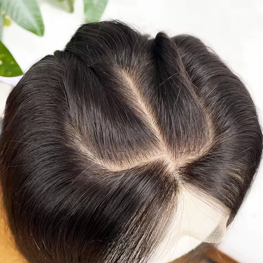 Human Hair Topper - Silk Base with Micro-Skin, Glue-On