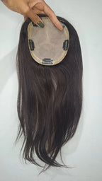 Human Hair Topper without Fringe - Silk Base