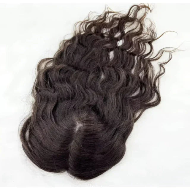 Human Hair Topper - Silk Base with Micro-Skin, Glue-On