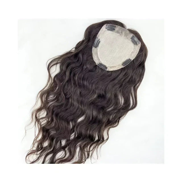 Human Hair Topper with Fringe - Silk Base