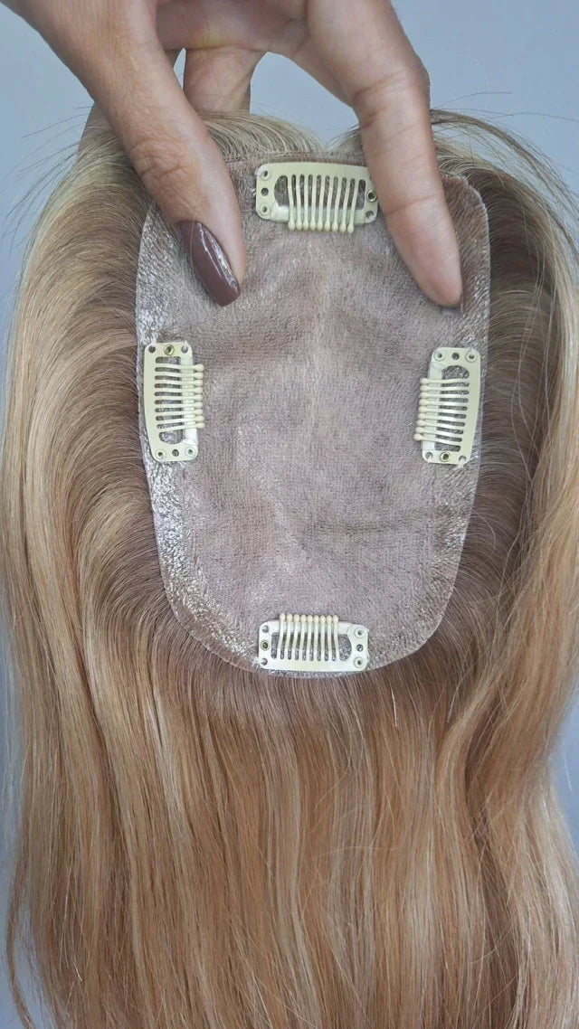Blonde Human Hair Topper - Silk Base