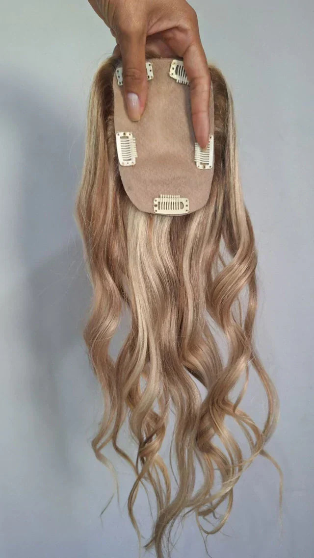 Blonde Human Hair Topper - Silk Base