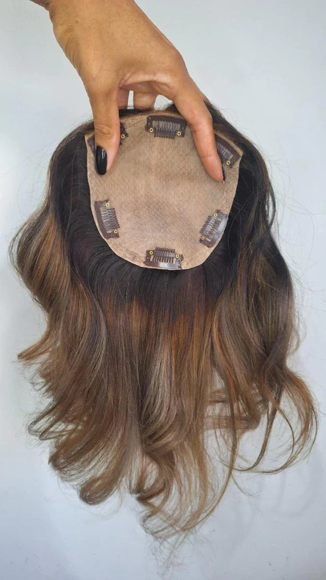 Blonde Human Hair Topper - Silk Base