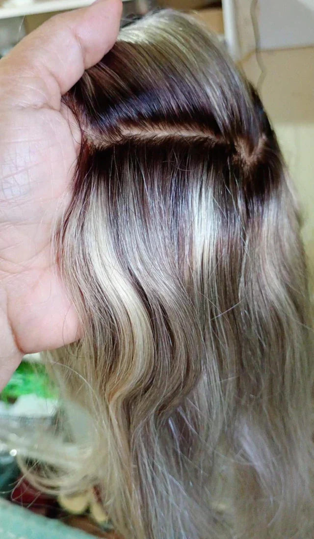 Blonde Human Hair Topper - Silk Base