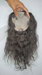 Curly Human Hair Topper - Free Part, Silk Base
